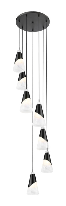 Chandelier Z-Lite 828P6-7R-MB Matte Black Aimie 7 Light Chandelier Z-Lite
