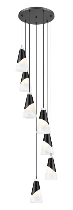 Chandelier Z-Lite 828P6-7R-MB Matte Black Aimie 7 Light Chandelier Z-Lite