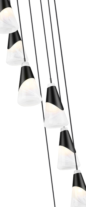 Chandelier Z-Lite 828P6-7R-MB Matte Black Aimie 7 Light Chandelier Z-Lite