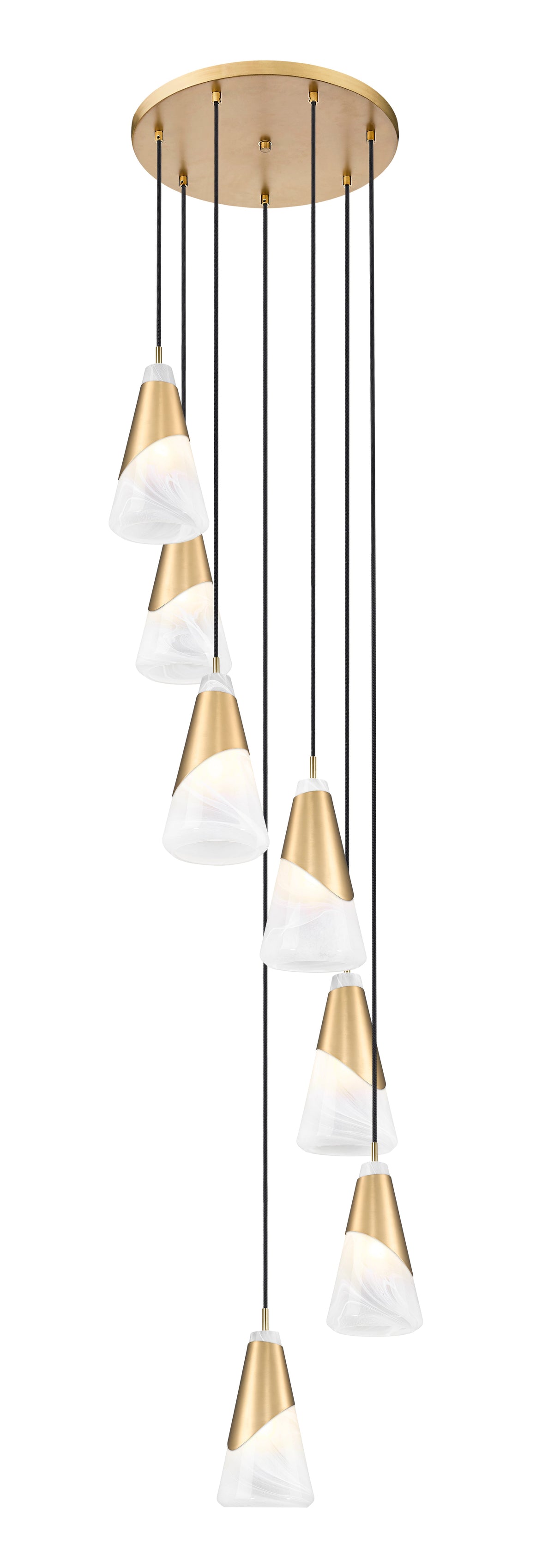 Z-Lite 828P6-7R-MGLD Modern Gold Aimie 7 Light Chandelier — LightStoreUSA