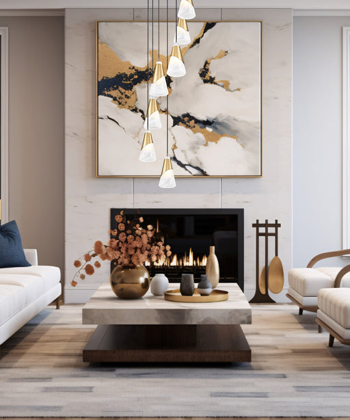 Chandelier Z-Lite 828P6-7R-MGLD Modern Gold Aimie 7 Light Chandelier Z-Lite