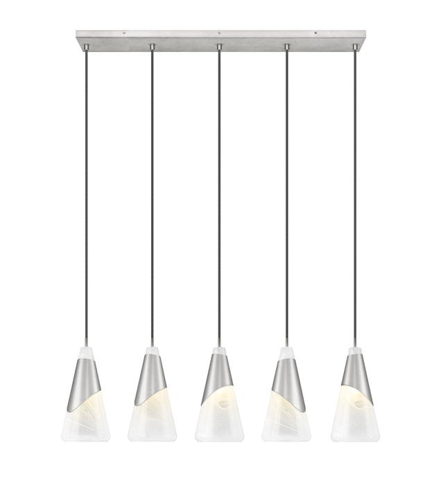 Linear Chandelier Z-Lite 828P7-5L-BN Brushed Nickel Aimie 5 Light Linear Chandelier Z-Lite