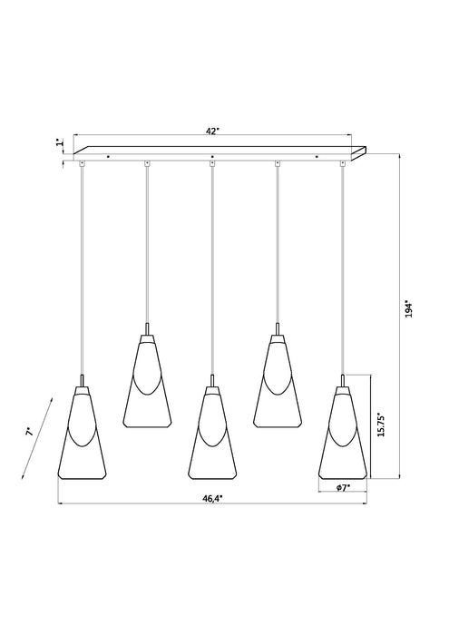 Linear Chandelier Z-Lite 828P7-5L-BN Brushed Nickel Aimie 5 Light Linear Chandelier Z-Lite