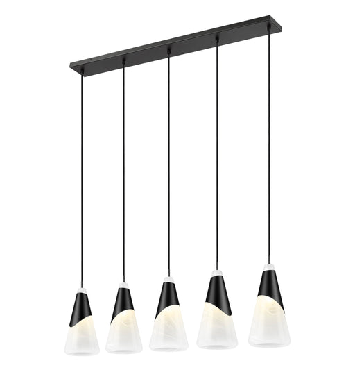 Linear Chandelier Z-Lite 828P7-5L-MB Matte Black Aimie 5 Light Linear Chandelier Z-Lite