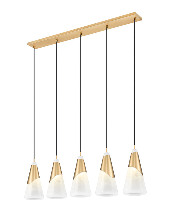 Linear Chandelier Z-Lite 828P7-5L-MGLD Modern Gold Aimie 5 Light Linear Chandelier Z-Lite