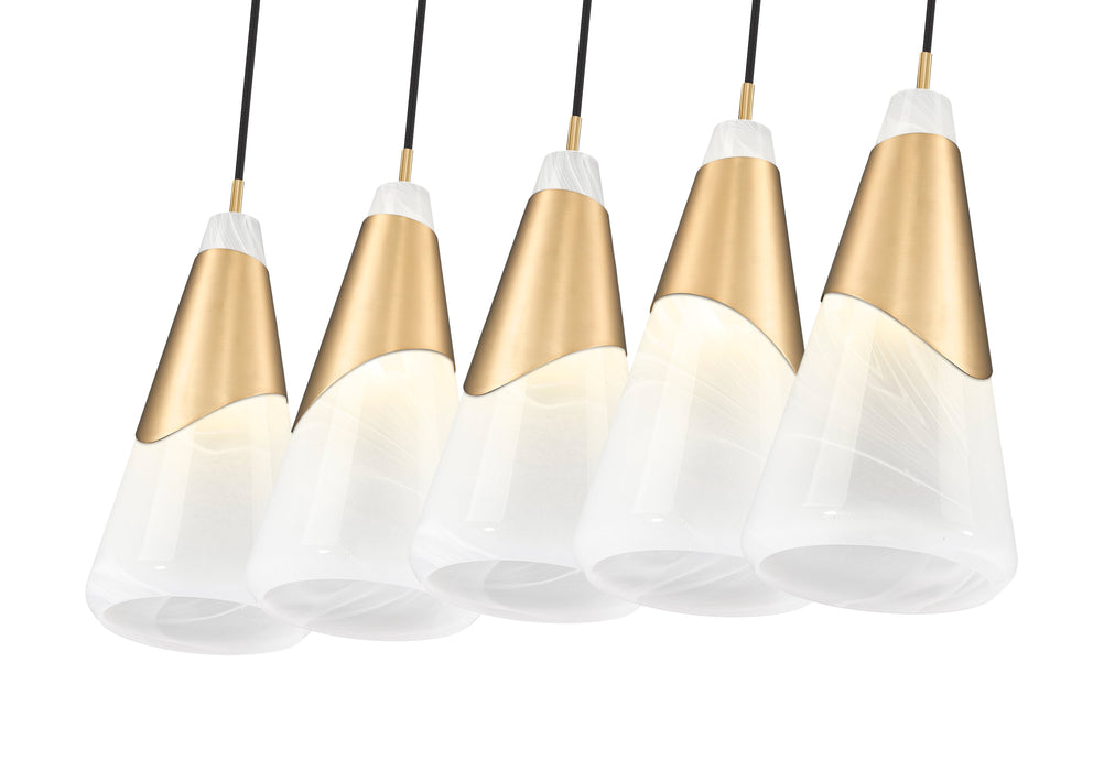 Linear Chandelier Z-Lite 828P7-5L-MGLD Modern Gold Aimie 5 Light Linear Chandelier Z-Lite
