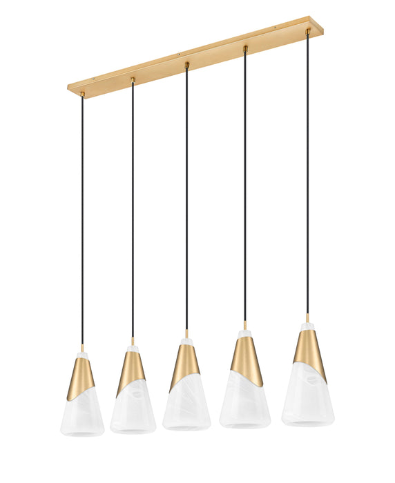 Linear Chandelier Z-Lite 828P7-5L-MGLD Modern Gold Aimie 5 Light Linear Chandelier Z-Lite