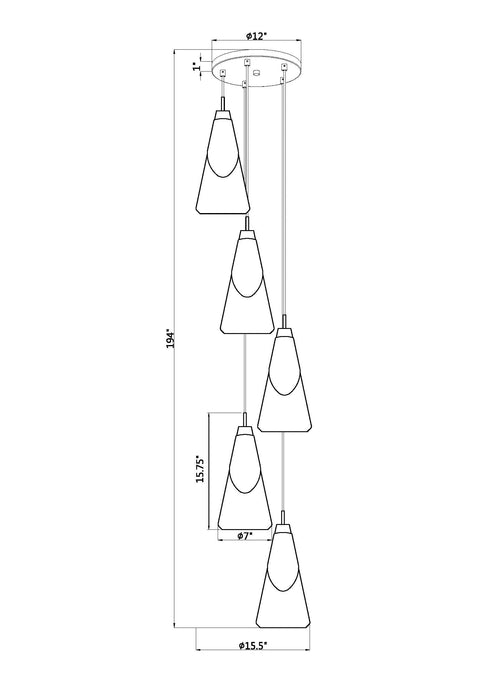 Chandelier Z-Lite 828P7-5R-BN Brushed Nickel Aimie 5 Light Chandelier Z-Lite
