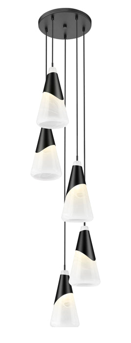 Chandelier Z-Lite 828P7-5R-MB Matte Black Aimie 5 Light Chandelier Z-Lite