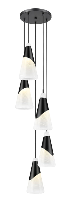 Chandelier Z-Lite 828P7-5R-MB Matte Black Aimie 5 Light Chandelier Z-Lite