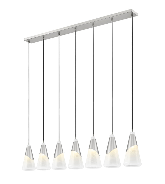 Linear Chandelier Z-Lite 828P7-7L-BN Brushed Nickel Aimie 7 Light Linear Chandelier Z-Lite
