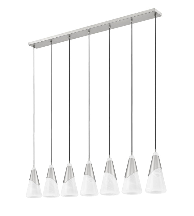 Linear Chandelier Z-Lite 828P7-7L-BN Brushed Nickel Aimie 7 Light Linear Chandelier Z-Lite