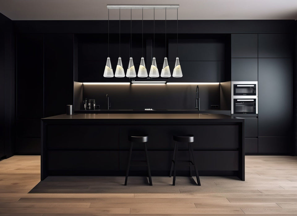 Linear Chandelier Z-Lite 828P7-7L-BN Brushed Nickel Aimie 7 Light Linear Chandelier Z-Lite