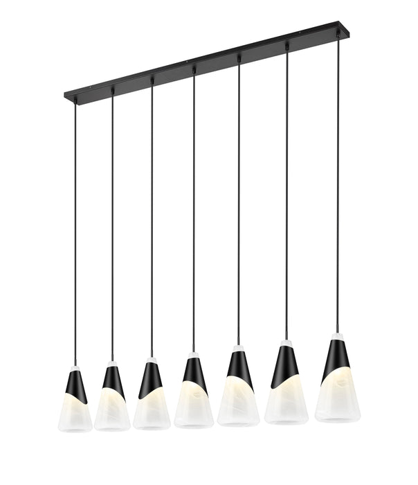 Linear Chandelier Z-Lite 828P7-7L-MB Matte Black Aimie 7 Light Linear Chandelier Z-Lite