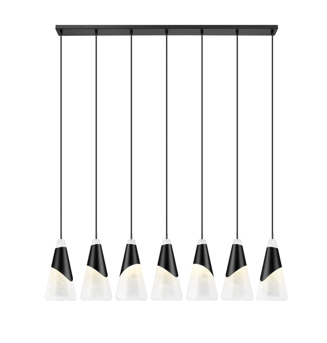 Linear Chandelier Z-Lite 828P7-7L-MB Matte Black Aimie 7 Light Linear Chandelier Z-Lite