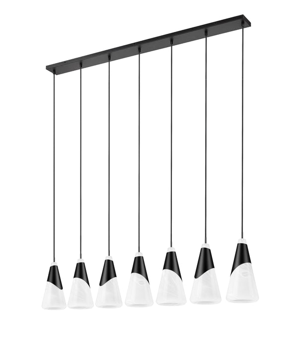 Linear Chandelier Z-Lite 828P7-7L-MB Matte Black Aimie 7 Light Linear Chandelier Z-Lite