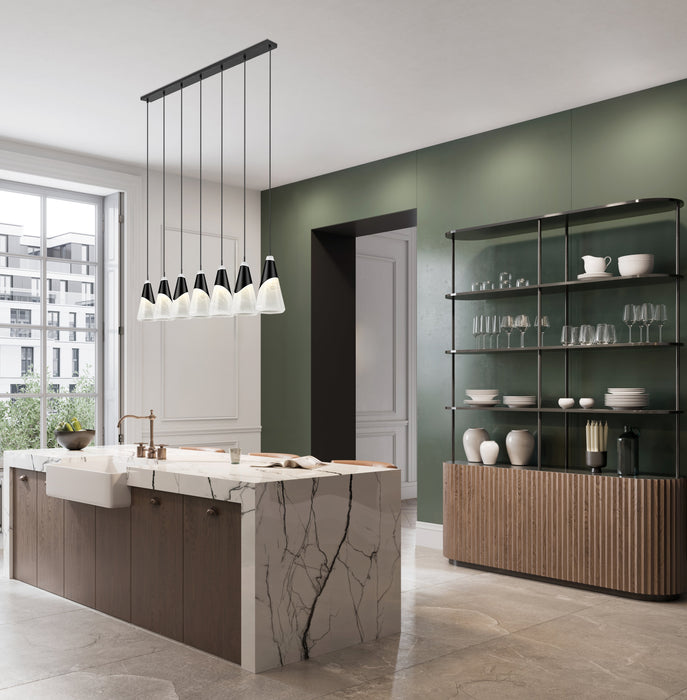 Linear Chandelier Z-Lite 828P7-7L-MB Matte Black Aimie 7 Light Linear Chandelier Z-Lite