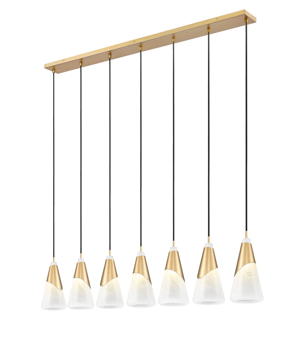 Linear Chandelier Z-Lite 828P7-7L-MGLD Modern Gold Aimie 7 Light Linear Chandelier Z-Lite