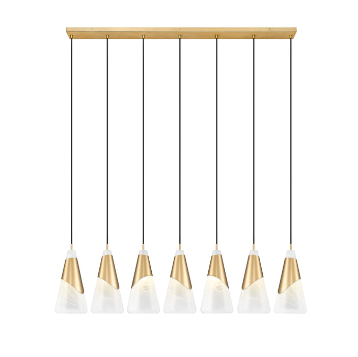 Linear Chandelier Z-Lite 828P7-7L-MGLD Modern Gold Aimie 7 Light Linear Chandelier Z-Lite