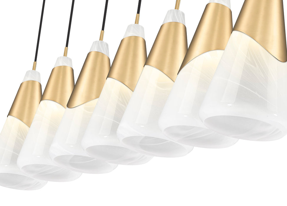 Linear Chandelier Z-Lite 828P7-7L-MGLD Modern Gold Aimie 7 Light Linear Chandelier Z-Lite