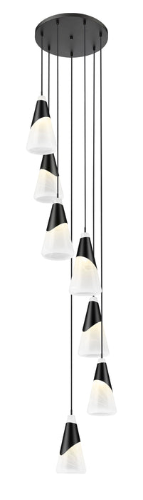 Chandelier Z-Lite 828P7-7R-MB Matte Black Aimie 7 Light Chandelier Z-Lite