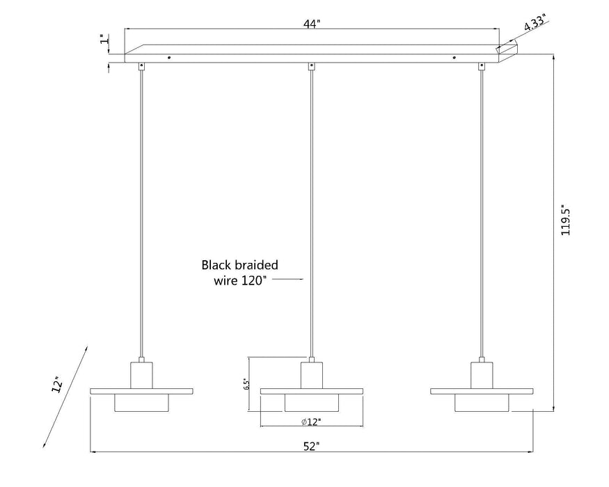 Linear Chandelier Z-Lite 829P12-3L-MB-MGLD-LE Matte Black + Modern Gold Ludo 3 Light Linear Chandelier Z-Lite