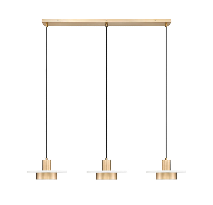 Linear Chandelier Z-Lite 829P12-3L-MW-MGLD-LE Matte White + Modern Gold Ludo 3 Light Linear Chandelier Z-Lite