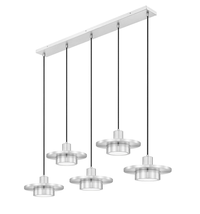 Linear Chandelier Z-Lite 829P12-5L-BN-LED Brushed Nickel Ludo 5 Light Linear Chandelier Z-Lite
