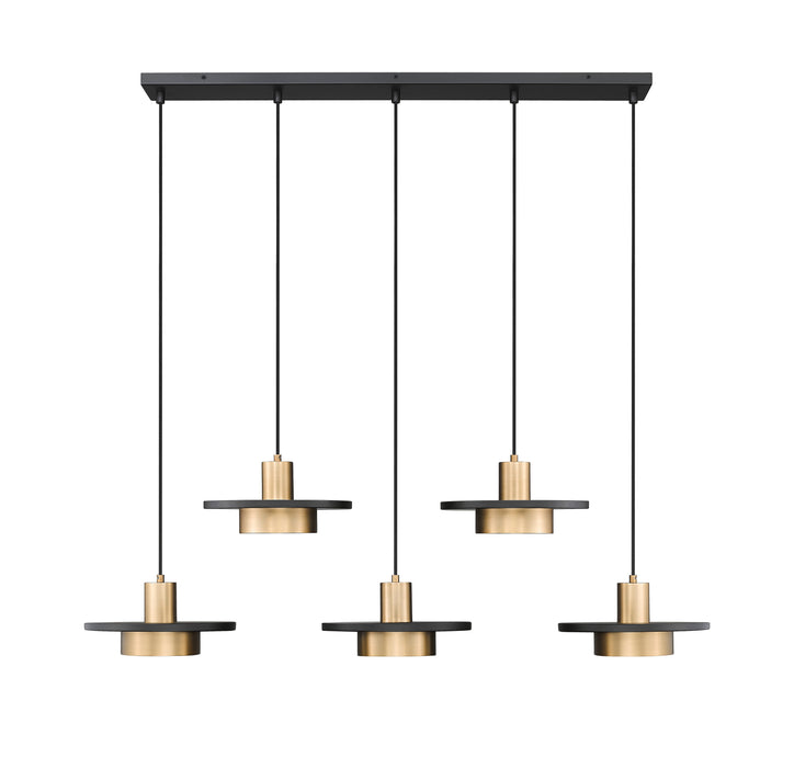 Linear Chandelier Z-Lite 829P12-5L-MB-MGLD-LE Matte Black + Modern Gold Ludo 5 Light Linear Chandelier Z-Lite