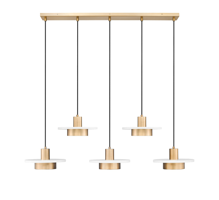 Linear Chandelier Z-Lite 829P12-5L-MW-MGLD-LE Matte White + Modern Gold Ludo 5 Light Linear Chandelier Z-Lite