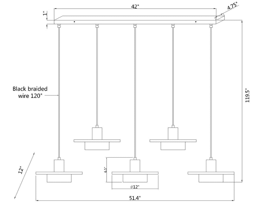 Linear Chandelier Z-Lite 829P12-5L-MW-MGLD-LE Matte White + Modern Gold Ludo 5 Light Linear Chandelier Z-Lite