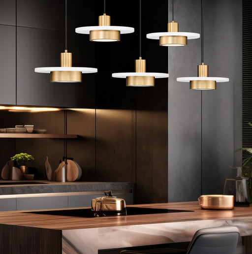Linear Chandelier Z-Lite 829P12-5L-MW-MGLD-LE Matte White + Modern Gold Ludo 5 Light Linear Chandelier Z-Lite