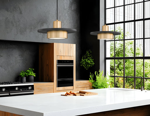 Pendant Z-Lite 829P12-MB-MGLD-LED Matte Black + Modern Gold Ludo 1 Light Pendant Z-Lite