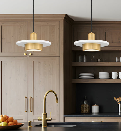 Pendant Z-Lite 829P12-MW-MGLD-LED Matte White + Modern Gold Ludo 1 Light Pendant Z-Lite