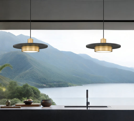 Pendant Z-Lite 829P16-MB-MGLD-LED Matte Black + Modern Gold Ludo 1 Light Pendant Z-Lite