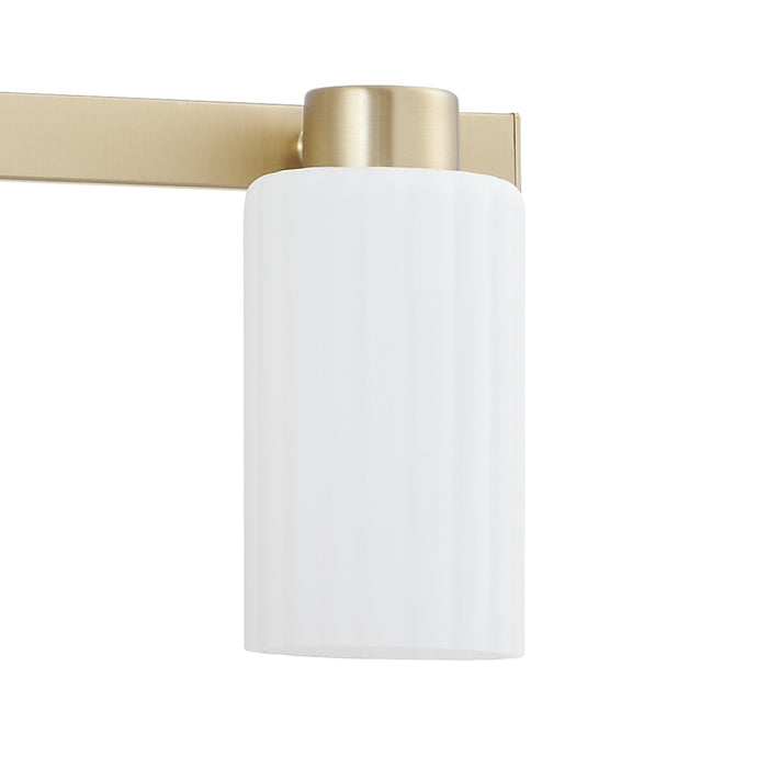 Vanity Light Thesis 207038A Bedminster 24 inch 3 light Champagne Gold Vanity Light with Etched Opal Ribbed Glass Shades THESIS
