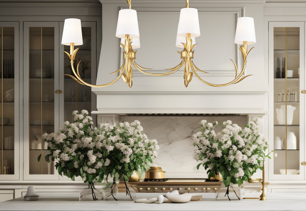 Linear Chandelier Z-Lite 830-44L-GLF Gold Leaf Aslin 6 Light Linear Chandelier Z-Lite