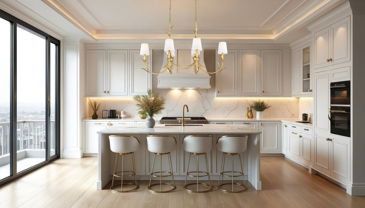 Linear Chandelier Z-Lite 830-44L-GLF Gold Leaf Aslin 6 Light Linear Chandelier Z-Lite