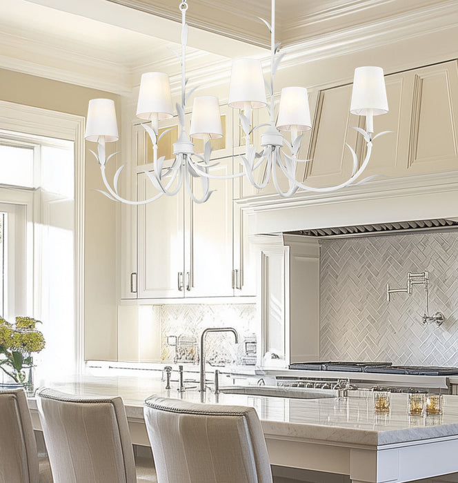 Linear Chandelier Z-Lite 830-44L-TXWH Textured White Aslin 6 Light Linear Chandelier Z-Lite