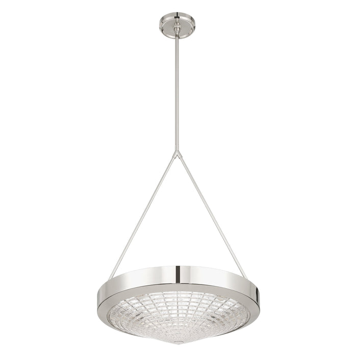 Pendant Light Thesis 207429A Agate 20 inch 4 light Polished Nickel Pendant Light with Clear Holophane Glass Shade THESIS
