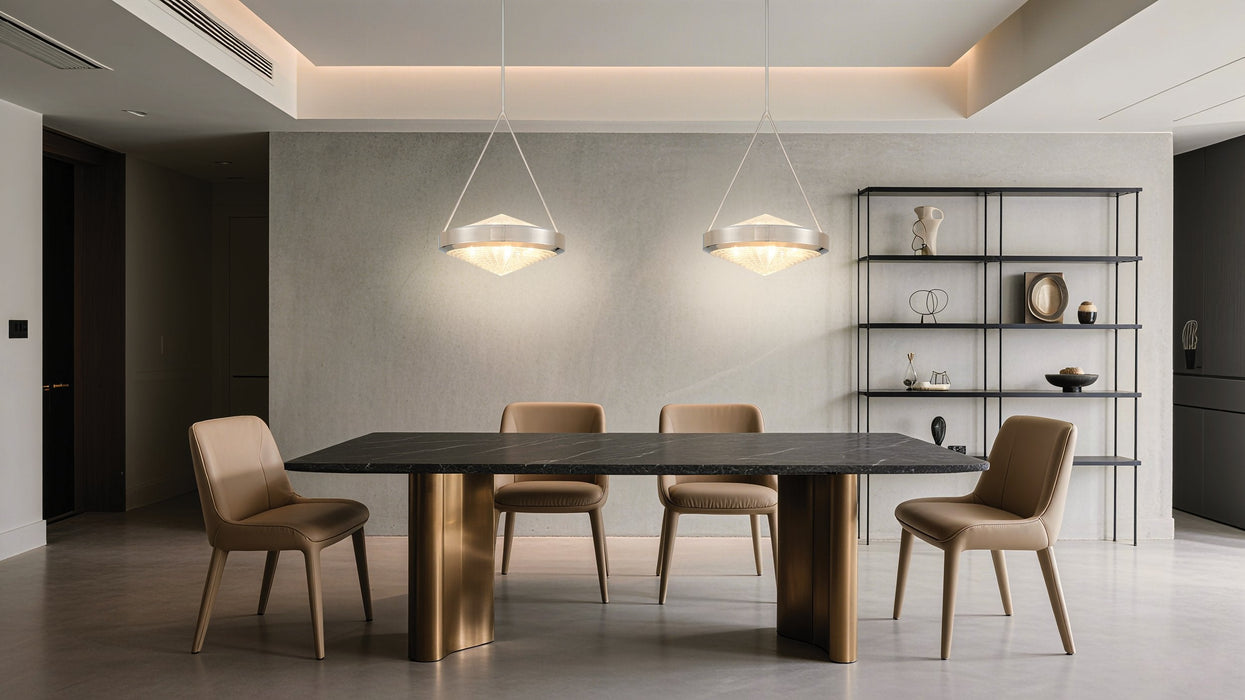 Pendant Light Thesis 207429A Agate 20 inch 4 light Polished Nickel Pendant Light with Clear Holophane Glass Shade THESIS