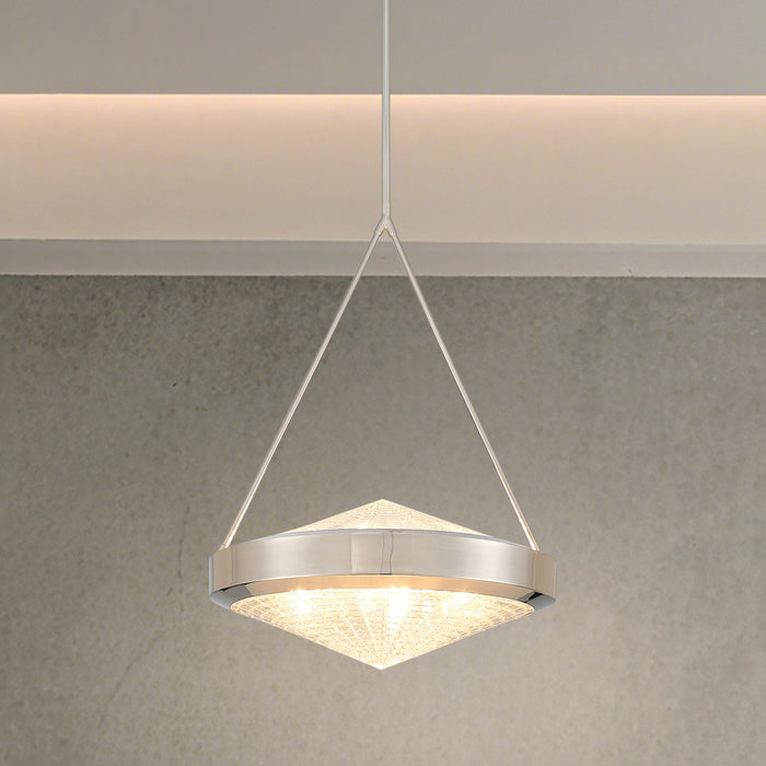 Pendant Light Thesis 207429A Agate 20 inch 4 light Polished Nickel Pendant Light with Clear Holophane Glass Shade THESIS