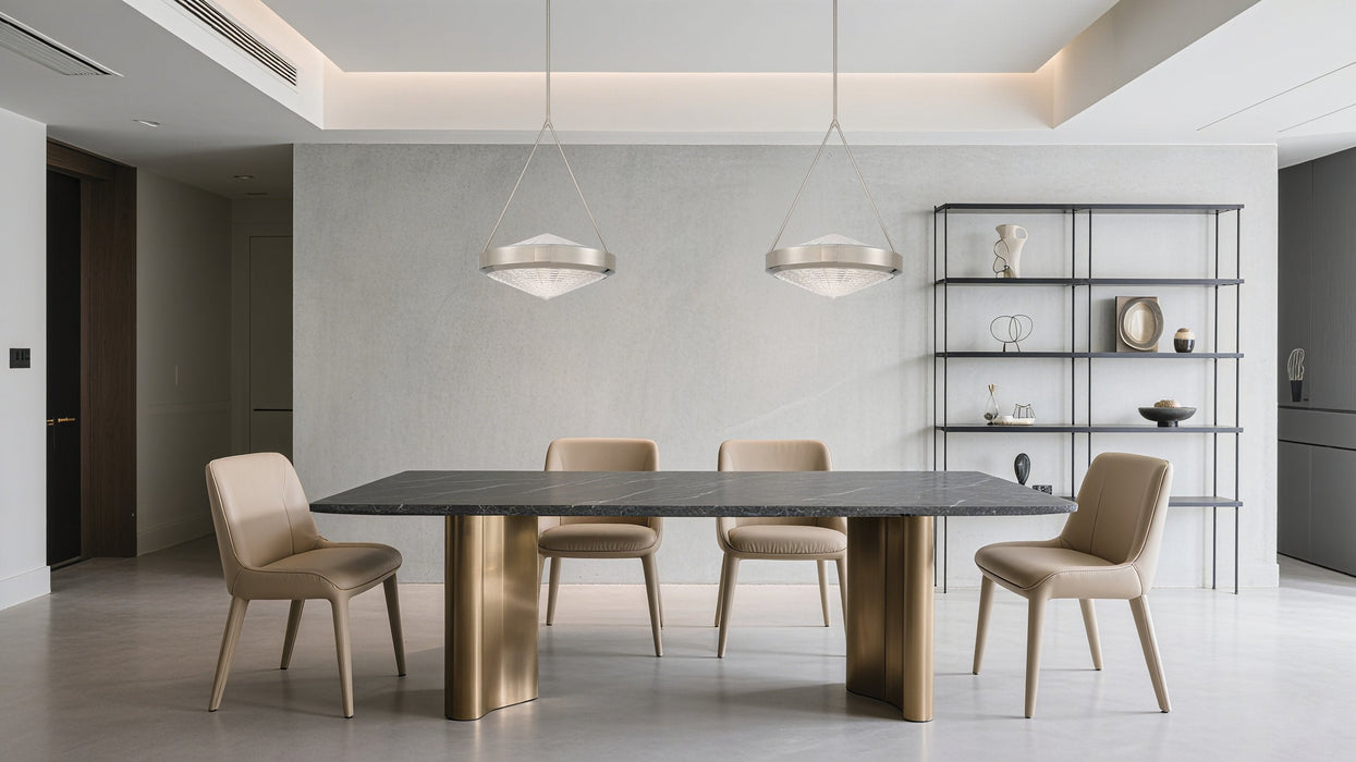 Pendant Light Thesis 207429A Agate 20 inch 4 light Polished Nickel Pendant Light with Clear Holophane Glass Shade THESIS