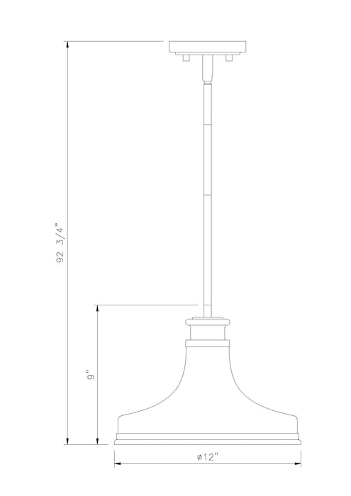 Pendant Z-Lite 831P12-MGLD Modern Gold Reznor 1 Light Pendant Z-Lite