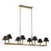 Chandelier Thesis 207332A Mcgill 52 inch 8 light Natural Brass Linear Chandelier with Matte Black and Gold Metal Shades THESIS