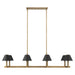 Chandelier Thesis 207332A Mcgill 52 inch 8 light Natural Brass Linear Chandelier with Matte Black and Gold Metal Shades THESIS