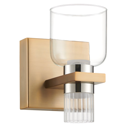 Vanity Light Thesis 207674A Amelia 4 inch 2 light Champagne Gold and Polished Nickel 5CCT LED Vanity Light with Clear and Clear Ribbed Glass THESIS