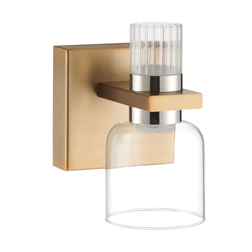 Vanity Light Thesis 207674A Amelia 4 inch 2 light Champagne Gold and Polished Nickel 5CCT LED Vanity Light with Clear and Clear Ribbed Glass THESIS