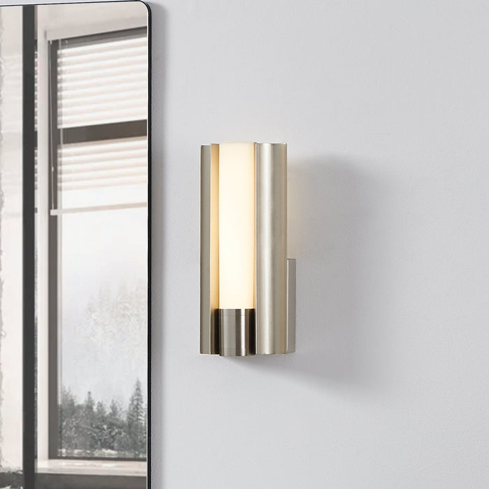 Vanity Light Thesis 207625A Colton 12 inch 1 light Brushed Nickel 5CCT LED Vanity Light with Etched Opal Glass Shade THESIS