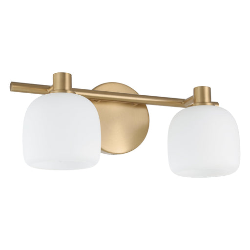 Vanity Light Thesis 207006A Valentina 15 inch 2 light Champagne Gold Vanity Light with Etched Opal Glass Shades THESIS